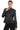 Norelle Genuine Lambskin Black Leather Jacket with Stand Collar and Tailored Fit Black