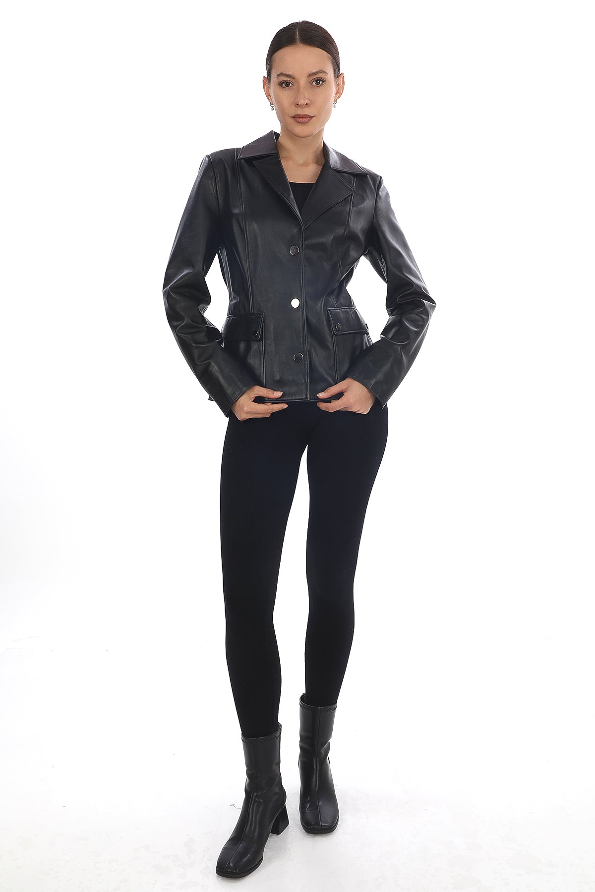 VÉLMORA NOIR – Black Leather Blazer Jacket