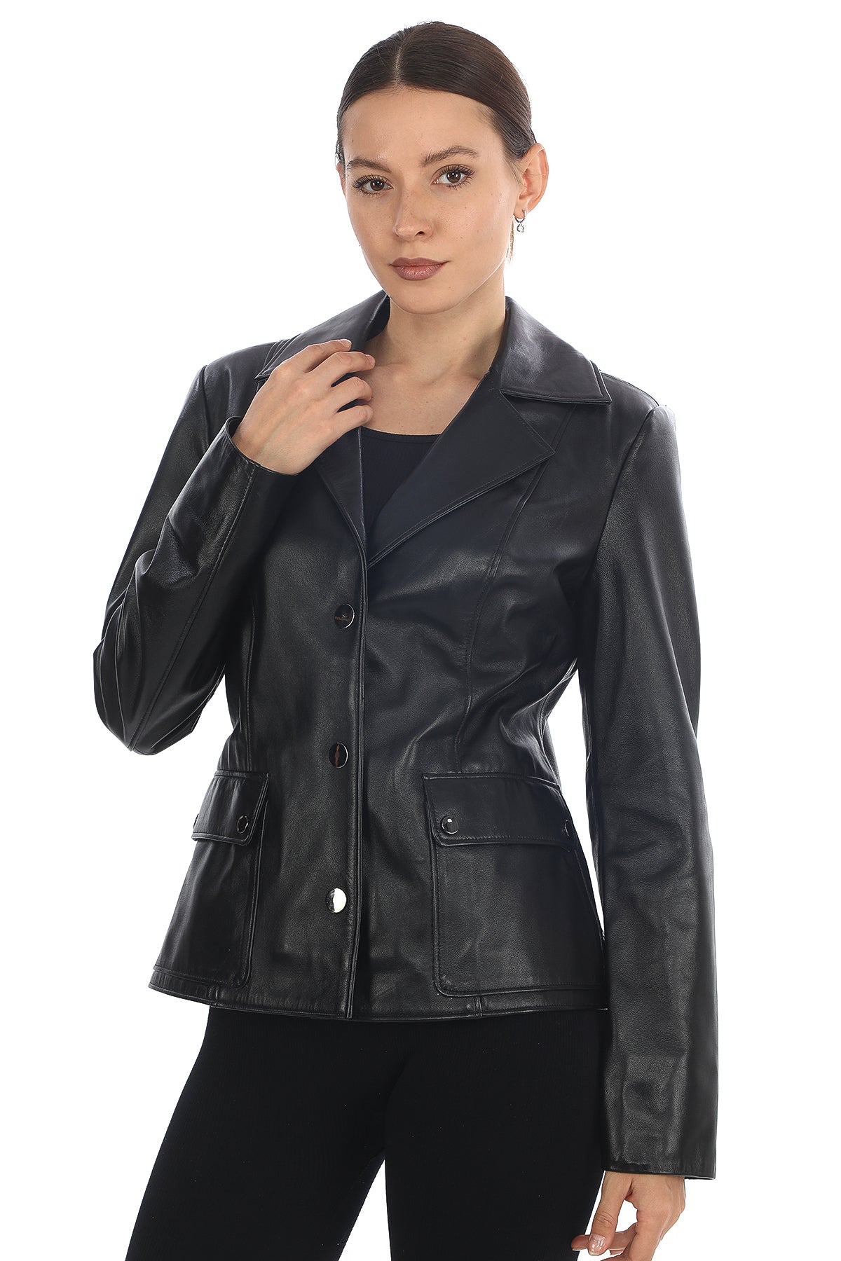 VÉLMORA NOIR – Black Leather Blazer Jacket
