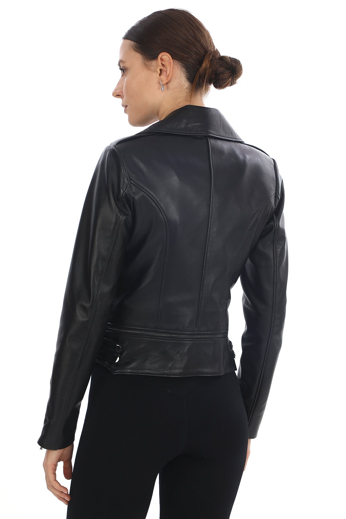 RAVEN JUMBO BLACK GRAINED LEATHER ASYMMETRICAL BIKER JACKET