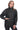 Velara Black Genuine Leather High Neck Utility Jacket