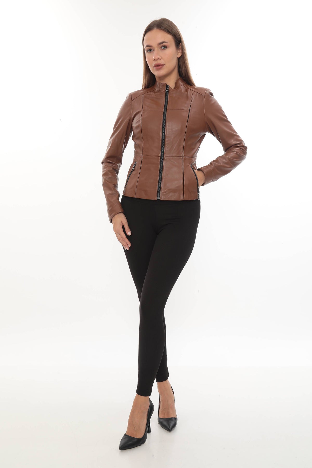 LEMA Genuine Lambskin Brown Leather Jacket Brown
