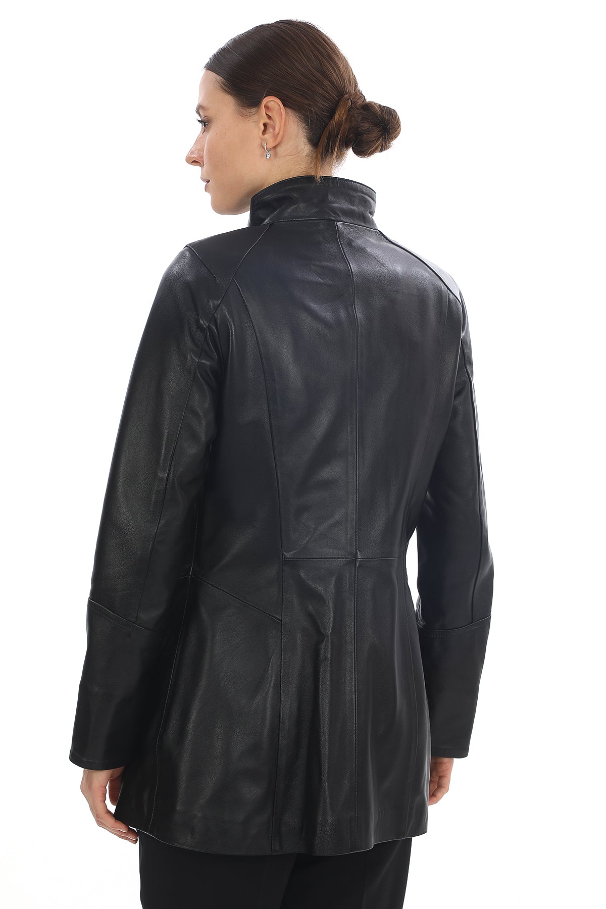 ÉLUNARA Black Genuine Leather Trench Coat