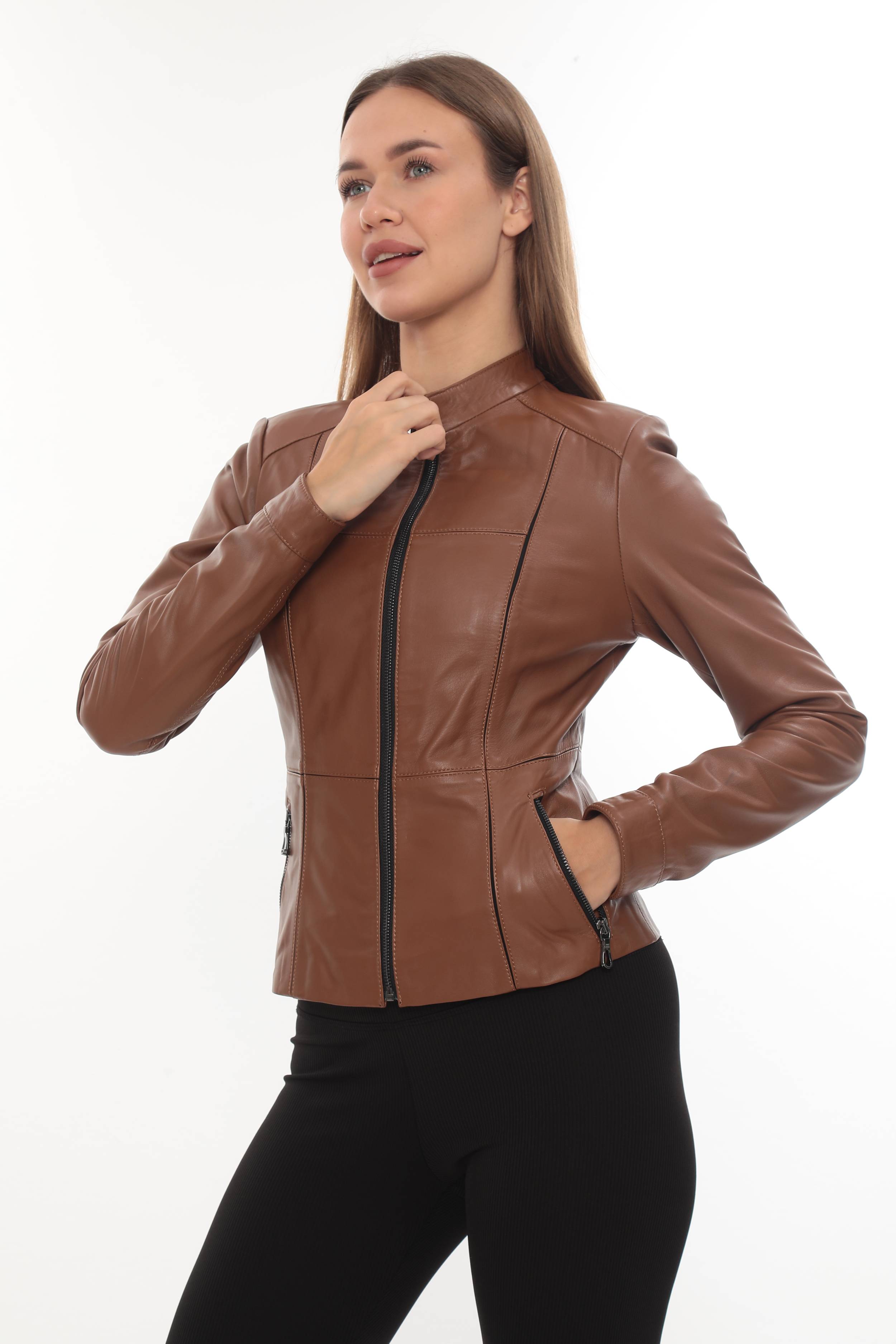 LEMA Genuine Lambskin Brown Leather Jacket Brown