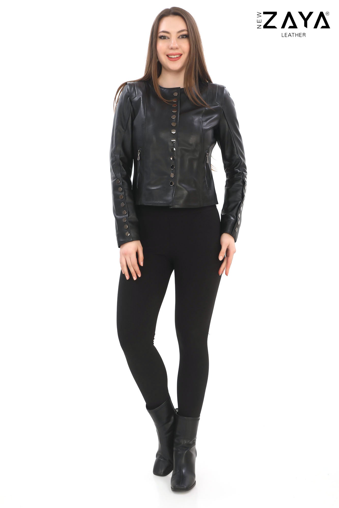 SELENE NOIR – Studded Black Leather Jacket