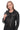 Arvena Black Genuine Leather Hooded Asymmetric Zip Jacket