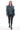 Petrol Blue Belted Genuine Leather Jacket with Zip Shoulder Detail