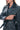 Petrol Blue Belted Genuine Leather Jacket with Zip Shoulder Detail