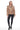 Taupe Belted Genuine Leather Jacket with Cape Detail