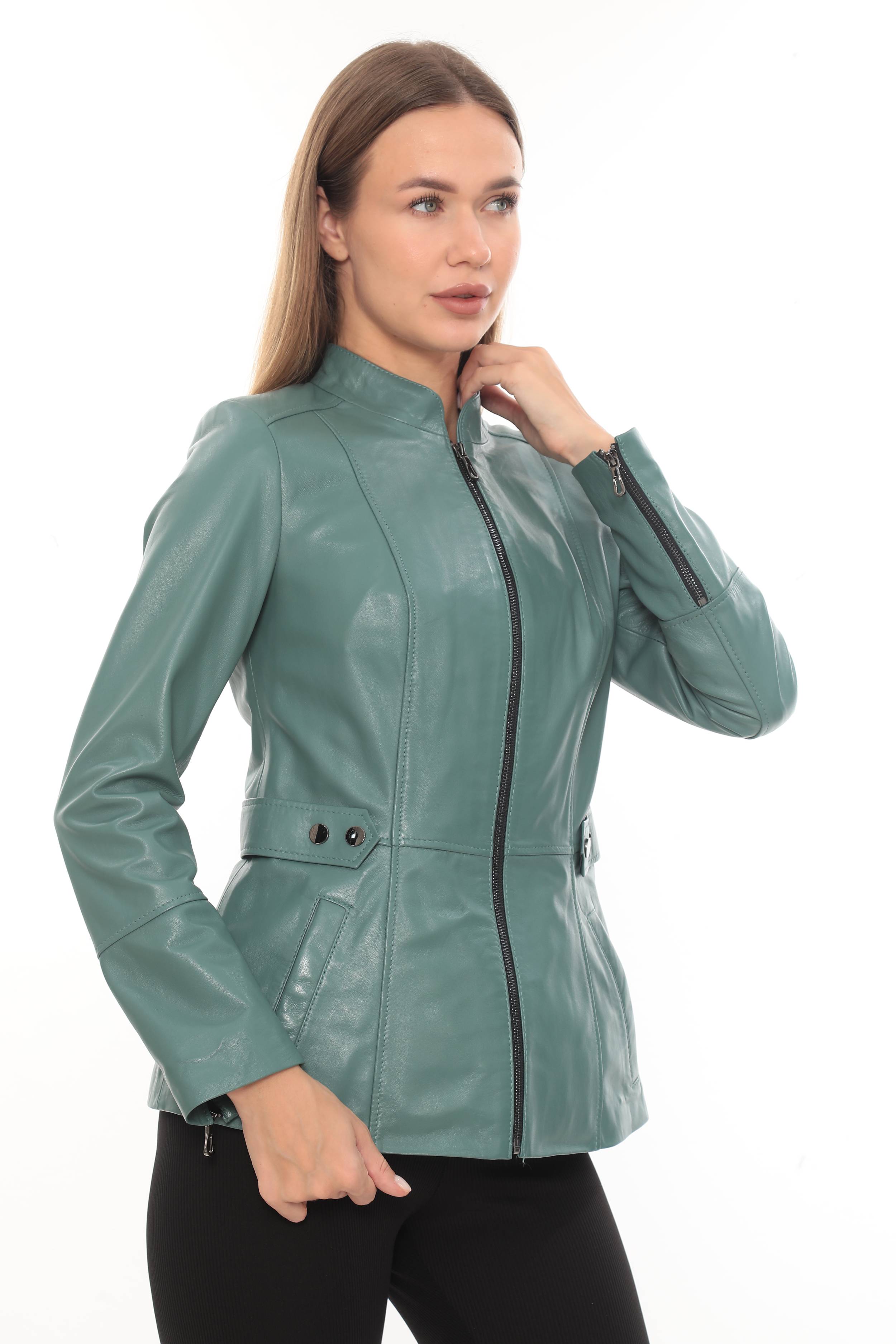 VELORA SAGE – Sage Green Genuine Leather Jacket