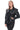 Narelle Black Genuine Leather Structured Shoulder Blazer Jacket