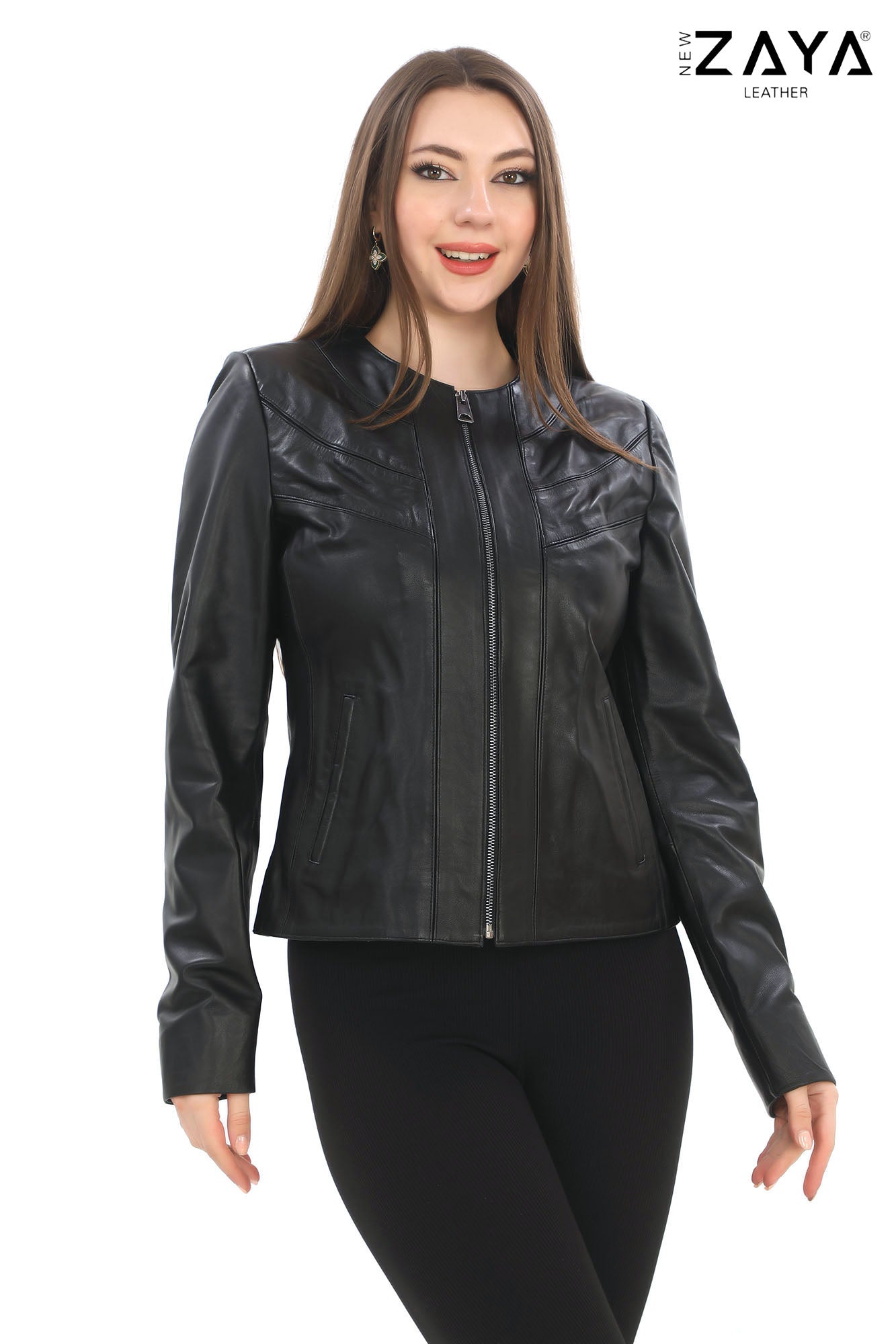 Serenith Women’s  Black Genuine Leather Jacket