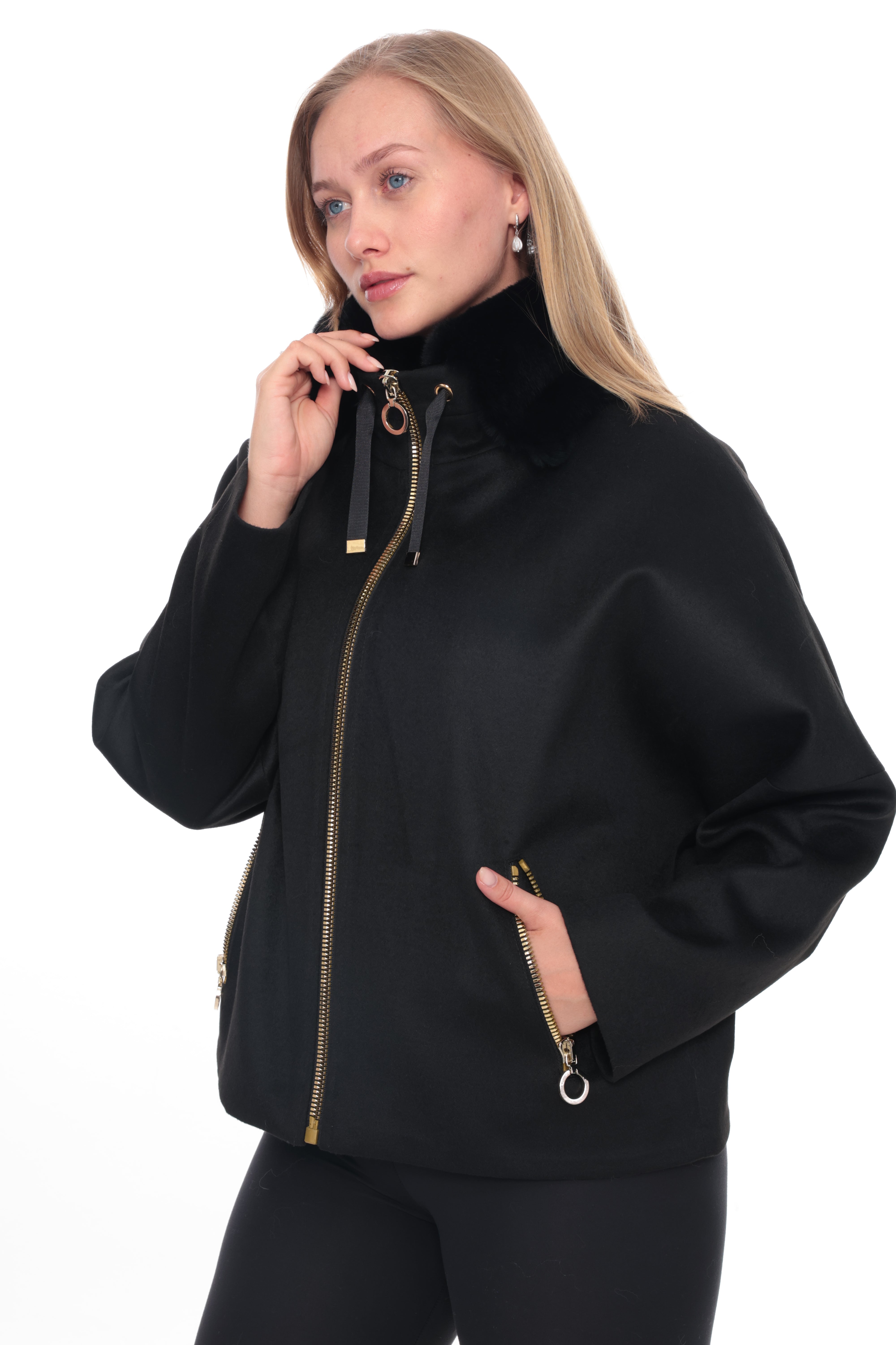 ELVIRA Black Fur Collar Jacket