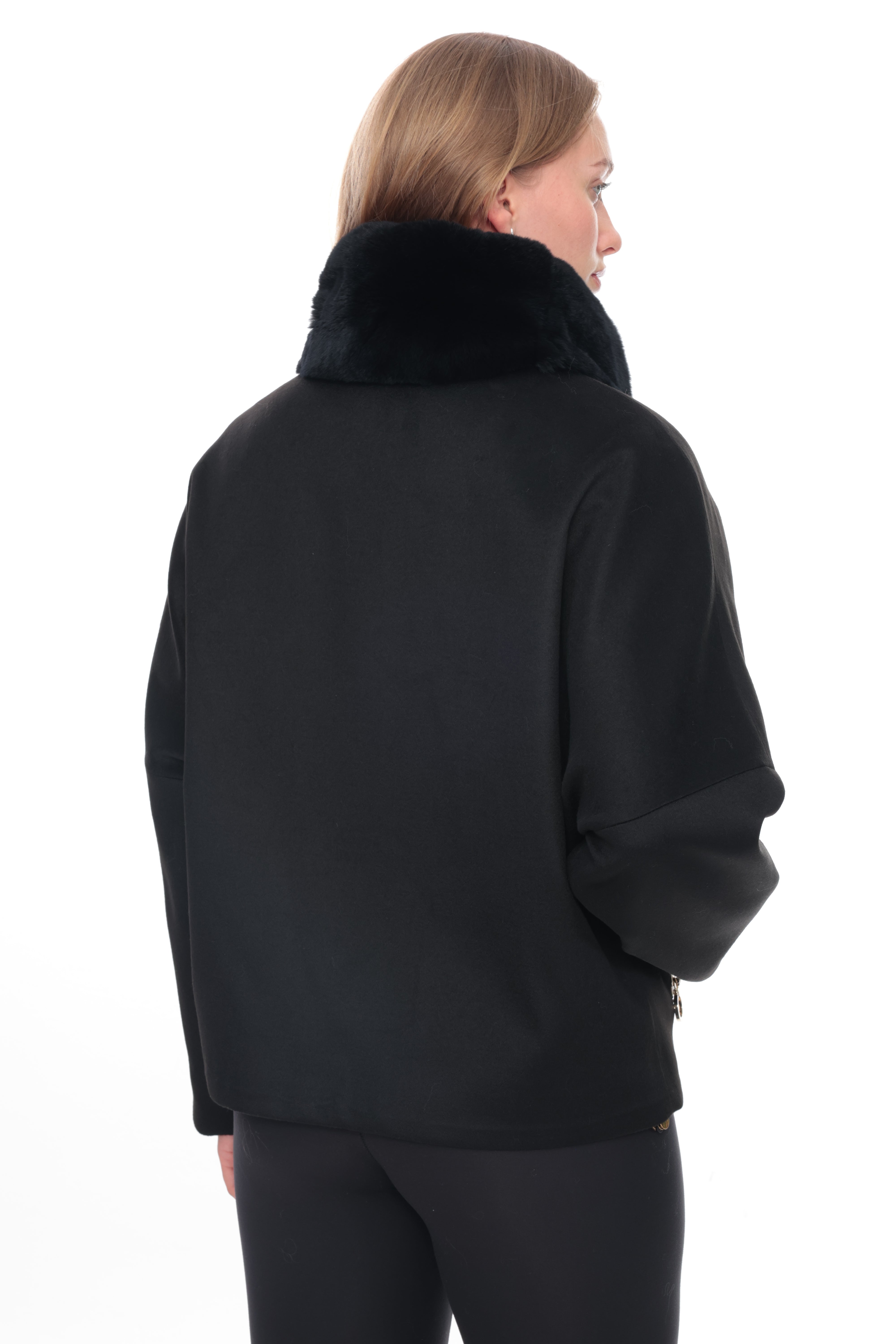 ELVIRA Black Fur Collar Jacket