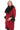 SELENA Red Alpaca Coat with Brown Fur Collar