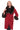 SELENA Red Alpaca Coat with Brown Fur Collar