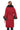 SELENA Red Alpaca Coat with Brown Fur Collar