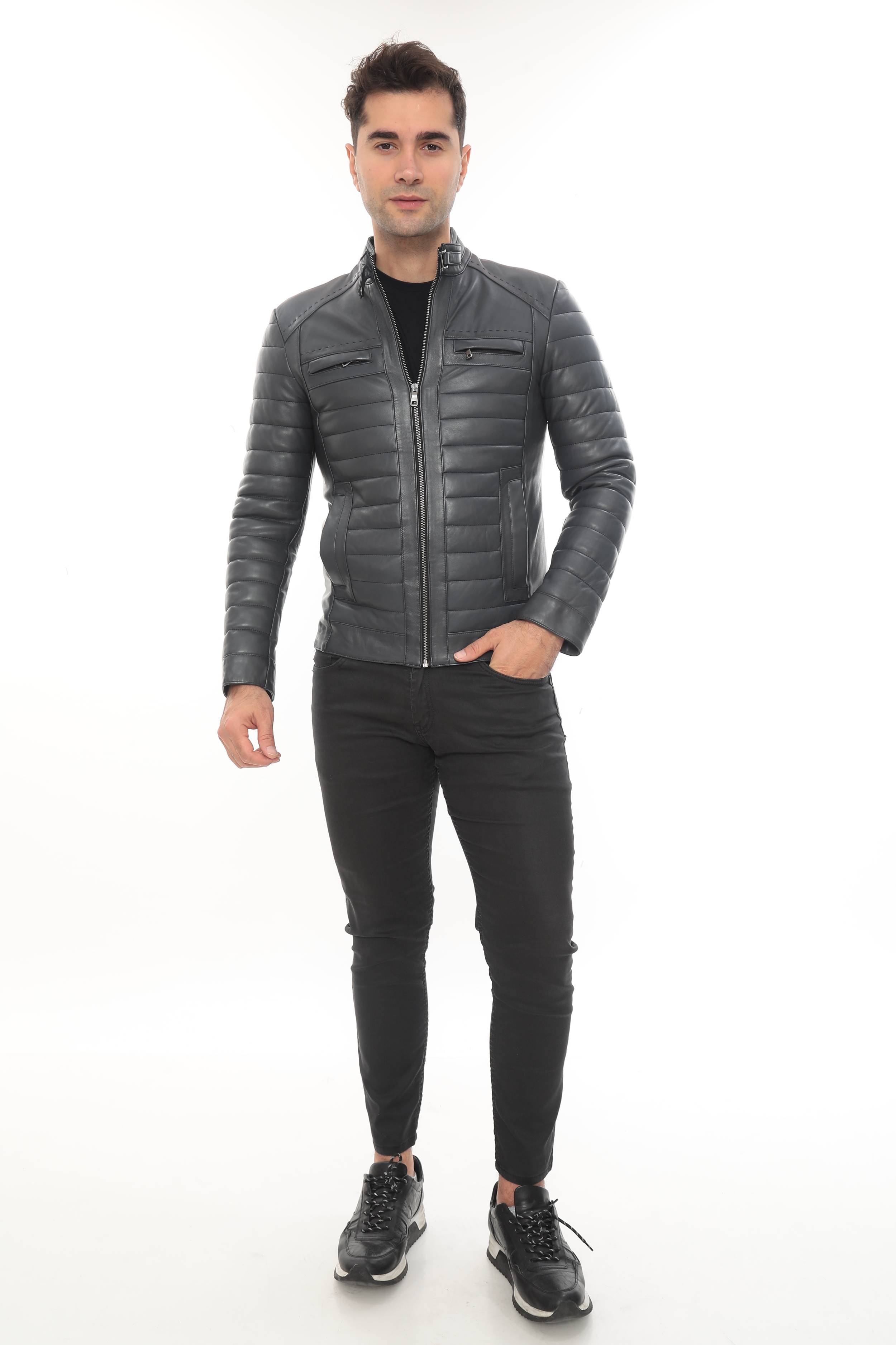 KAEL Anthracite Genuine Lambskin Leather Jacket