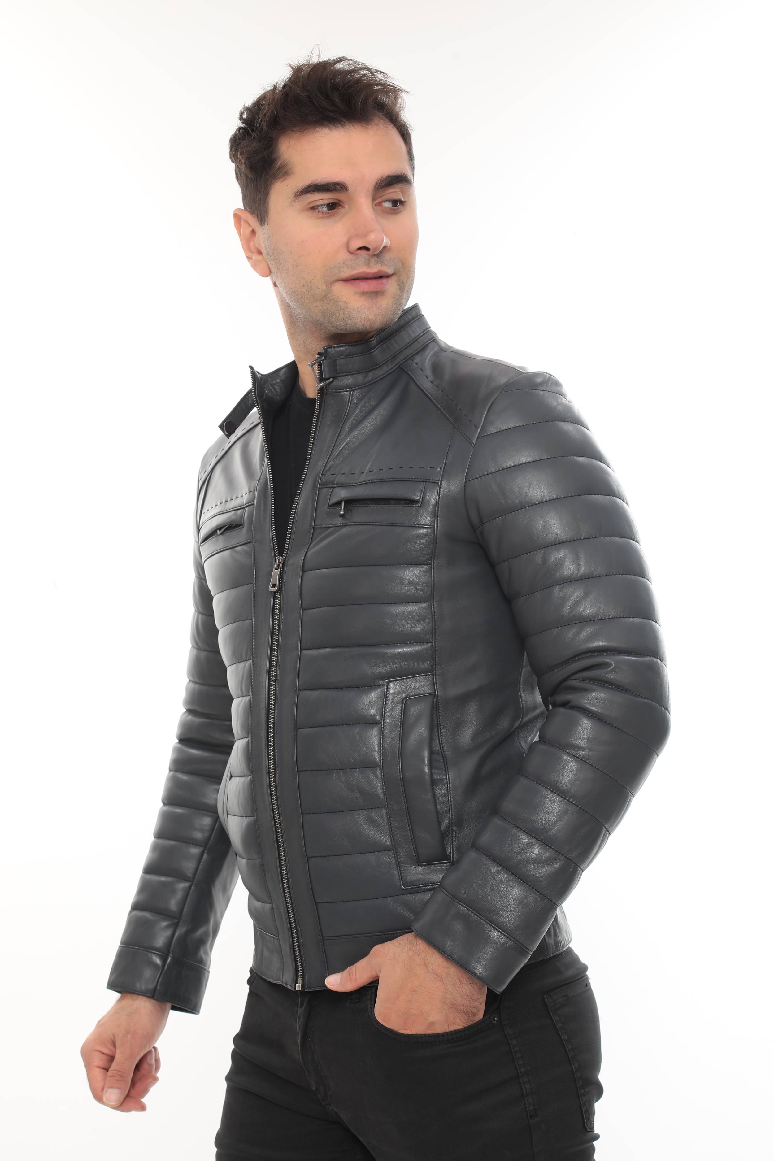 KAEL Anthracite Genuine Lambskin Leather Jacket