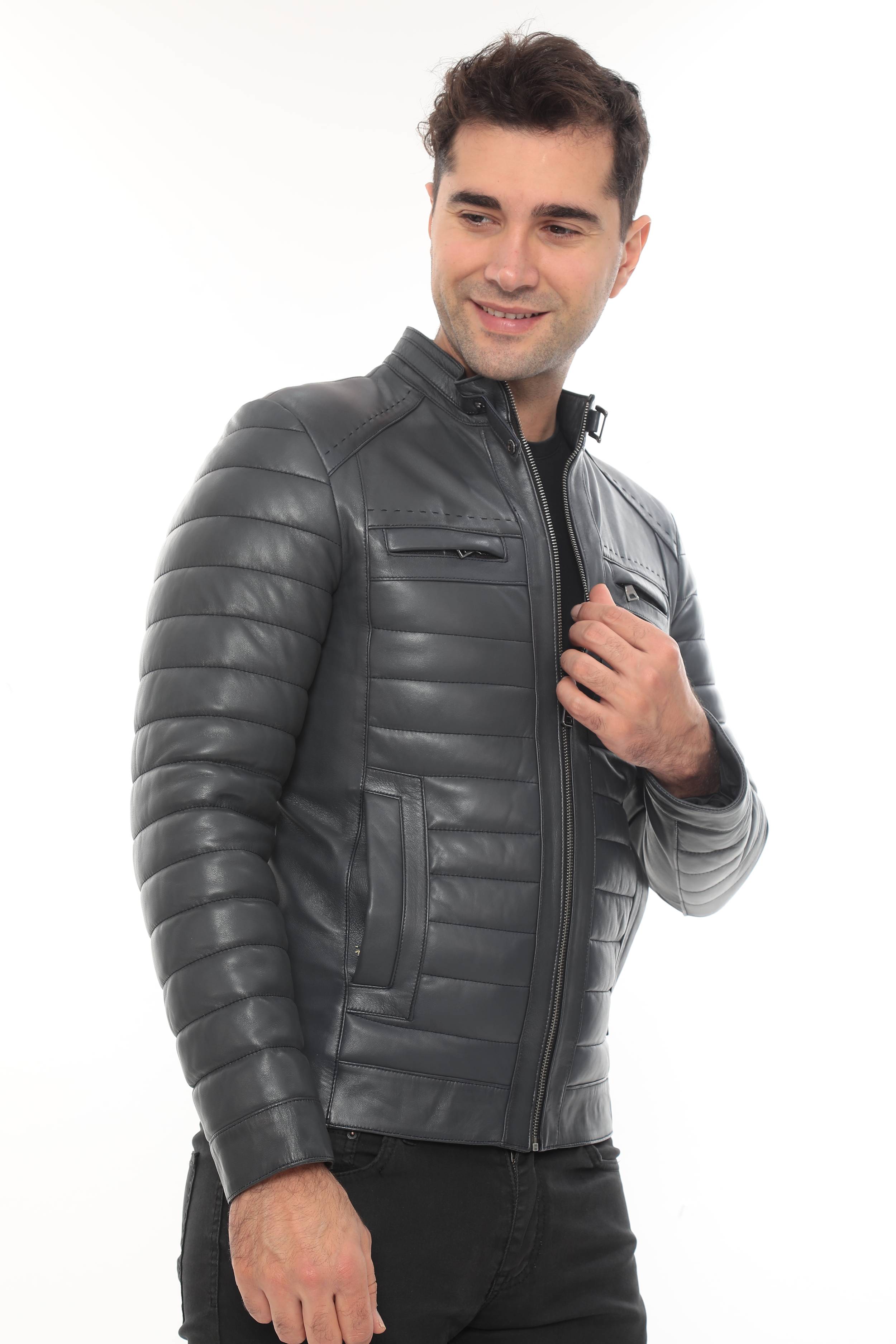 KAEL Anthracite Genuine Lambskin Leather Jacket