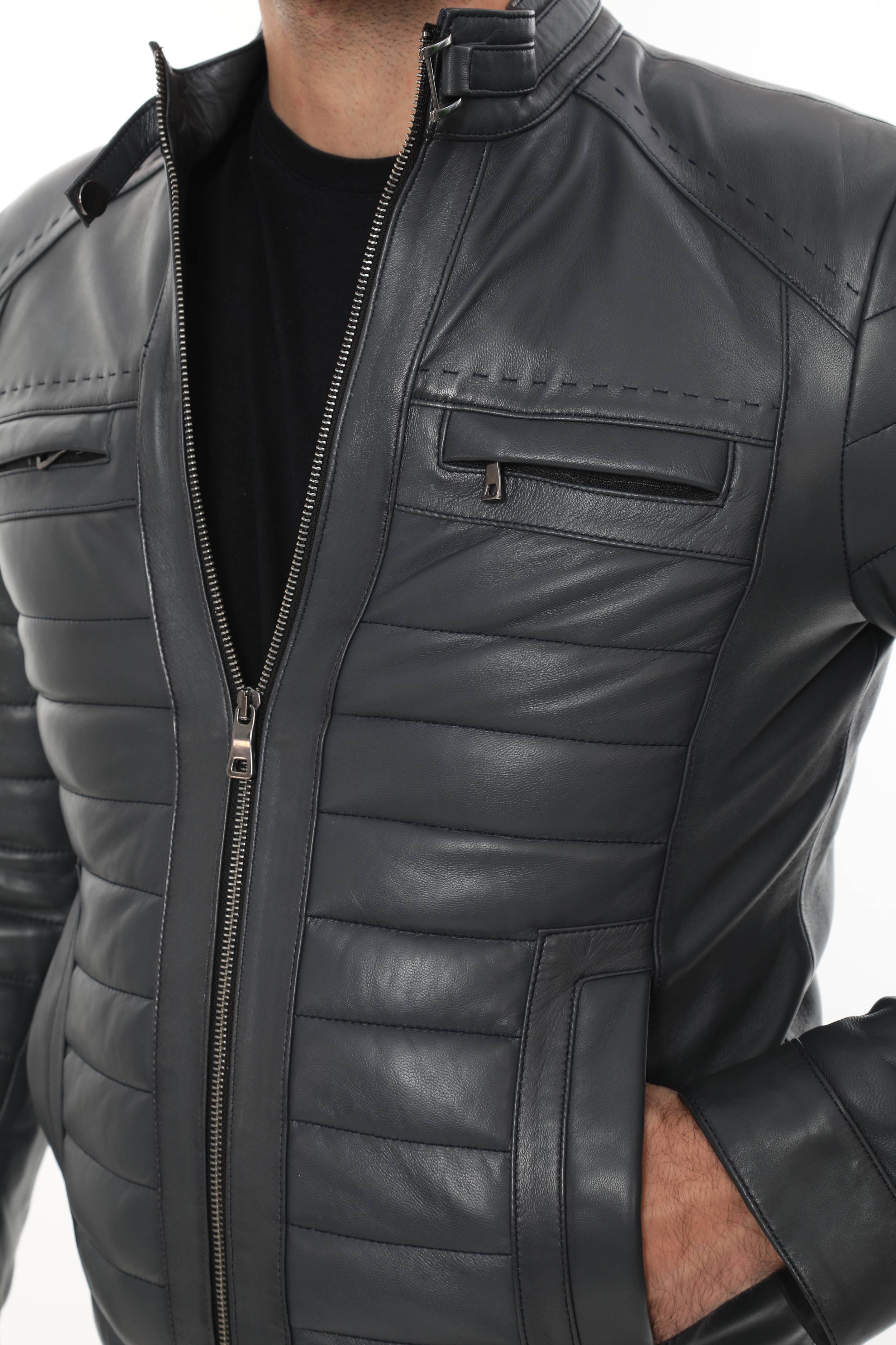 KAEL Anthracite Genuine Lambskin Leather Jacket