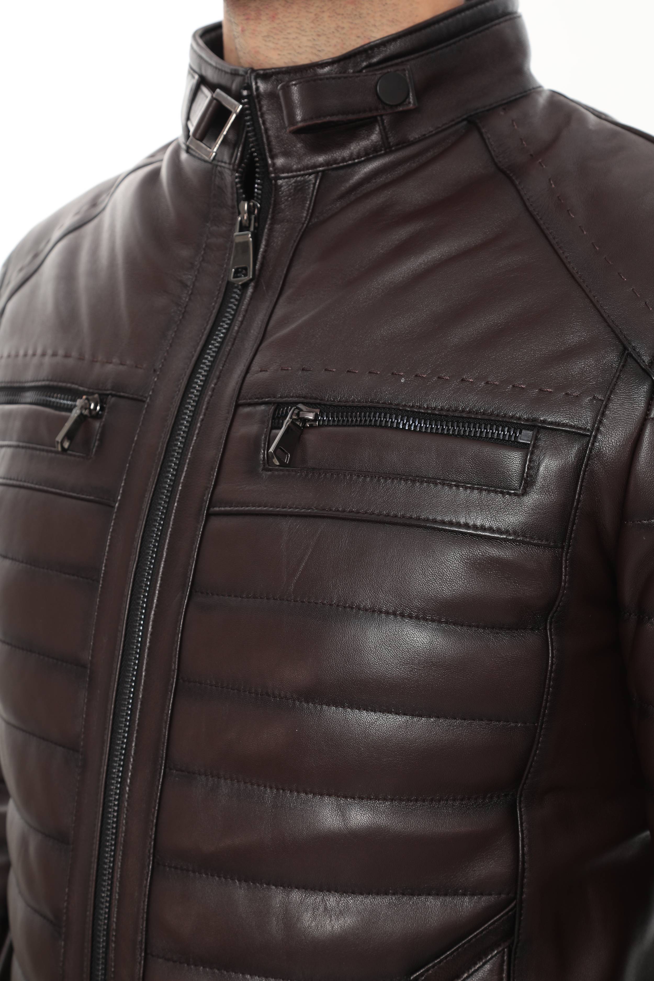 KAEL Brown Genuine Lambskin Leather Jacket