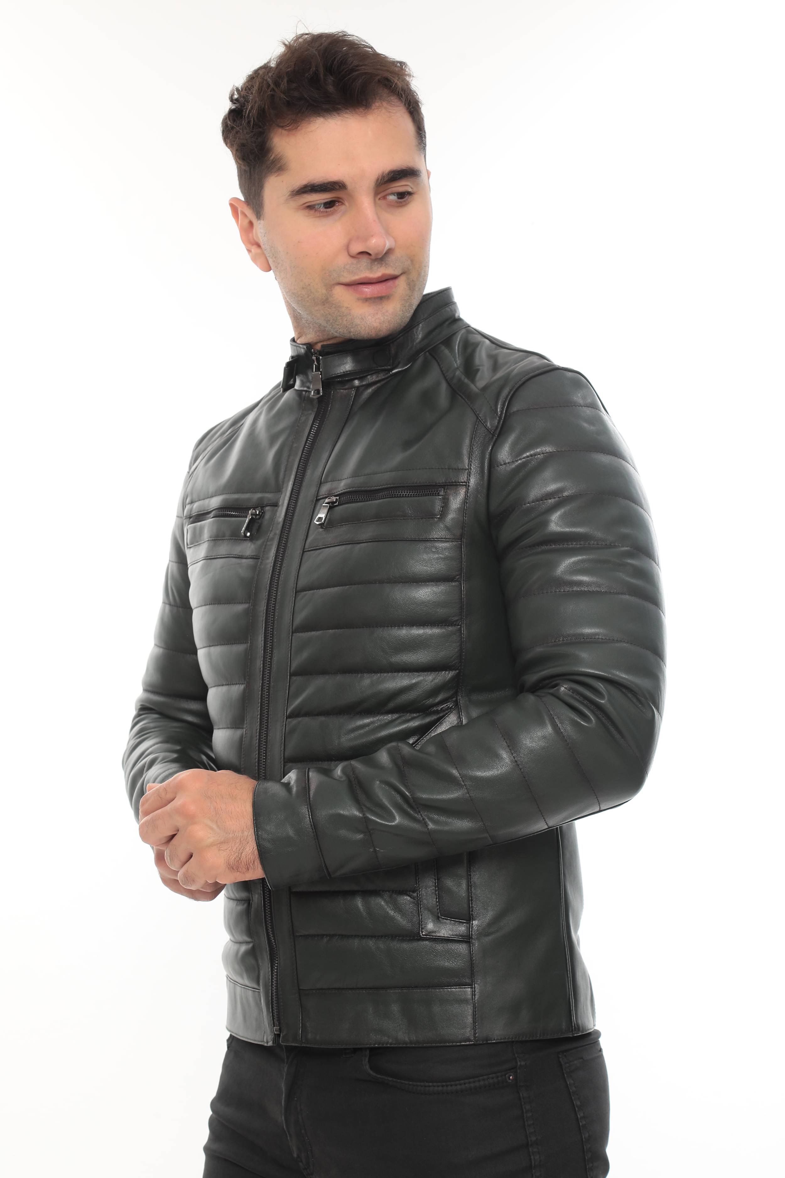 KAEL Khaki Genuine Lambskin Leather Jacket