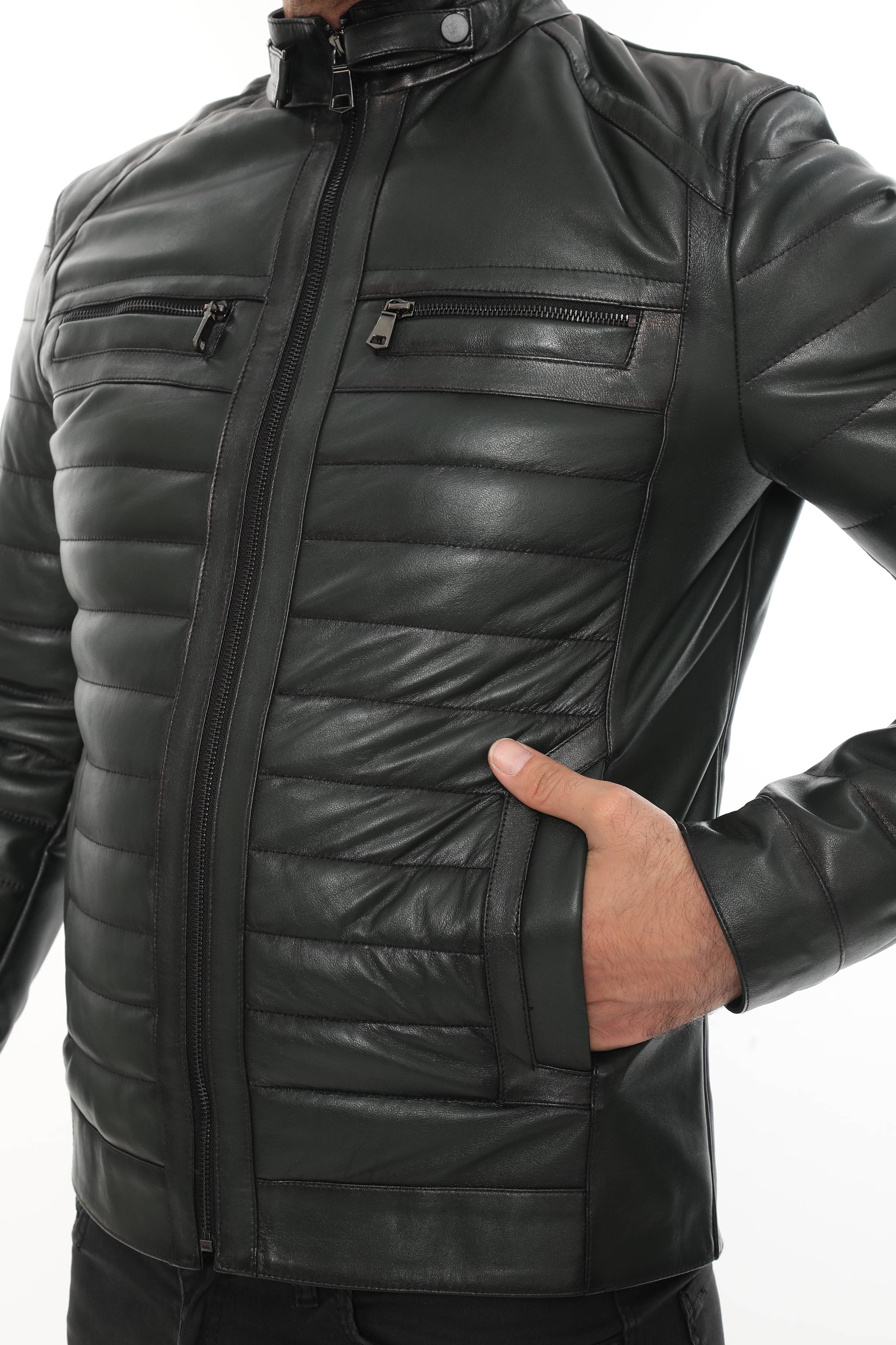 KAEL Khaki Genuine Lambskin Leather Jacket