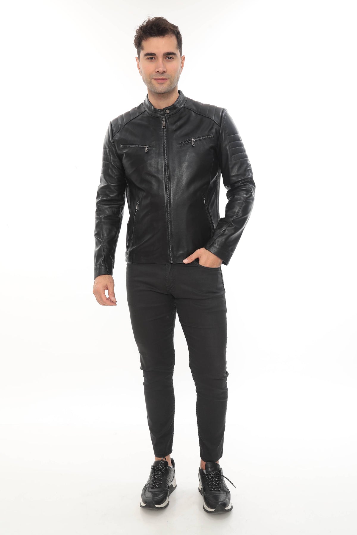 Matrix Black Biker Genuine Leather Jacket