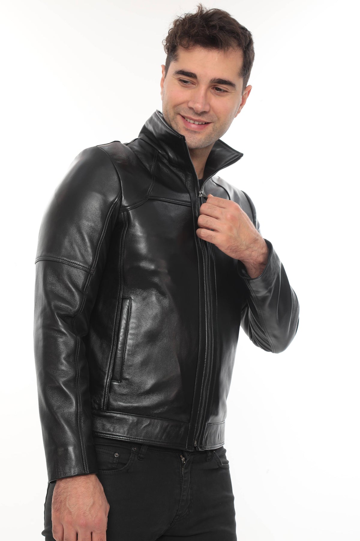 VAREK Black Genuine Leather Jacket