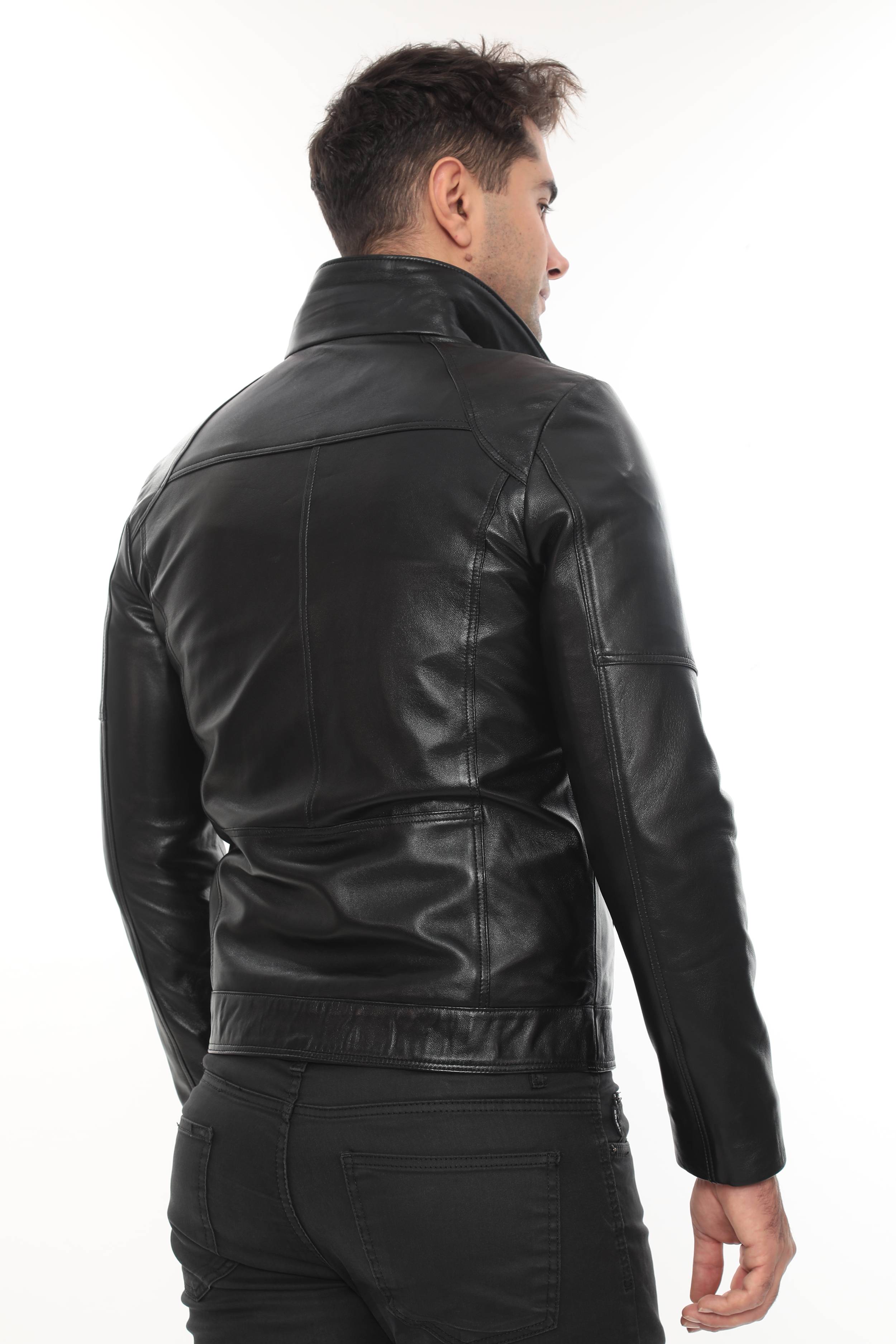 VAREK Black Genuine Leather Jacket