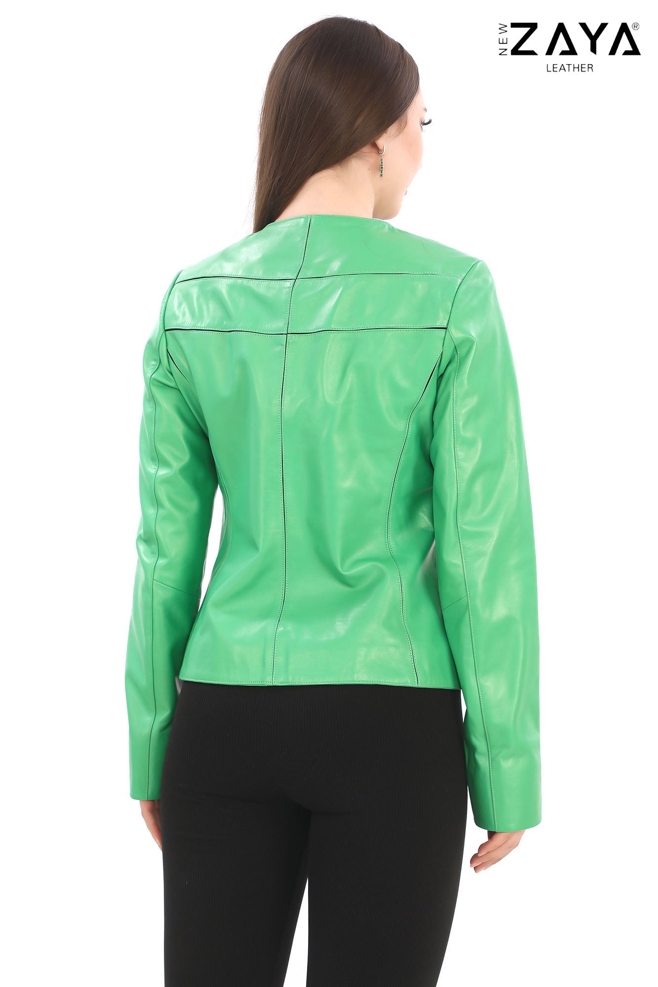 Serenith Women’s Neon Green Genuine Leather Jacket
