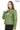 Virella Women's Green Genuine Leather Jacket with Stand Collar