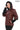 Chloe Genuine Leather Burgundy Hooded Jacket with Knitwear Trim