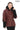 Chloe Genuine Leather Burgundy Hooded Jacket with Knitwear Trim