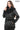 Aurevine Women’s Black Genuine Leather Jacket with Knit Shawl Collar and Suede Contrast Panels