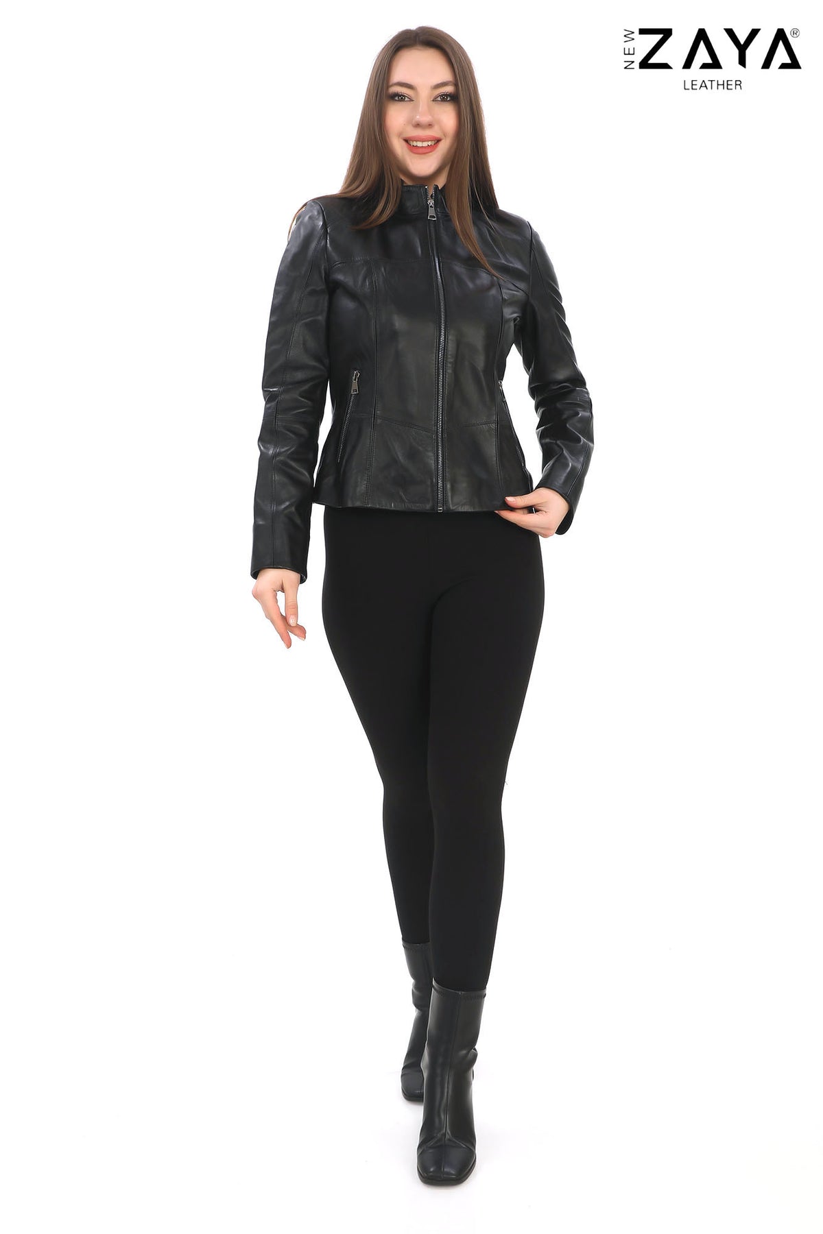 ELara Women’s Black Genuine Leather Jacket