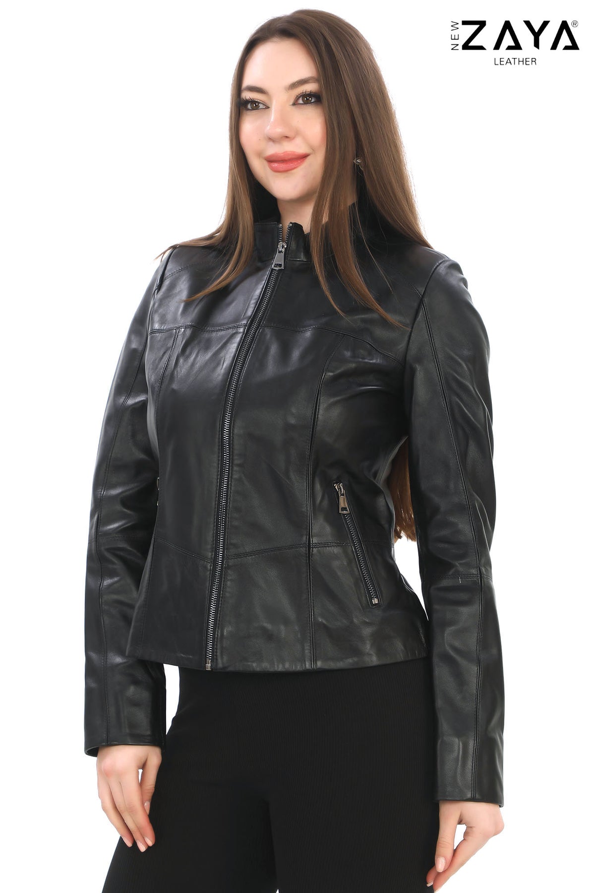 ELara Women’s Black Genuine Leather Jacket