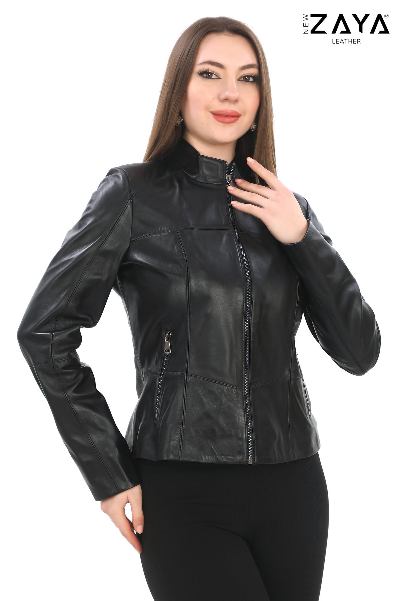 ELara Women’s Black Genuine Leather Jacket