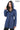 ALVEA COBALT BLUE  Detachable Hood Genuine Lambskin Leather Coat with Double-Zip Closure