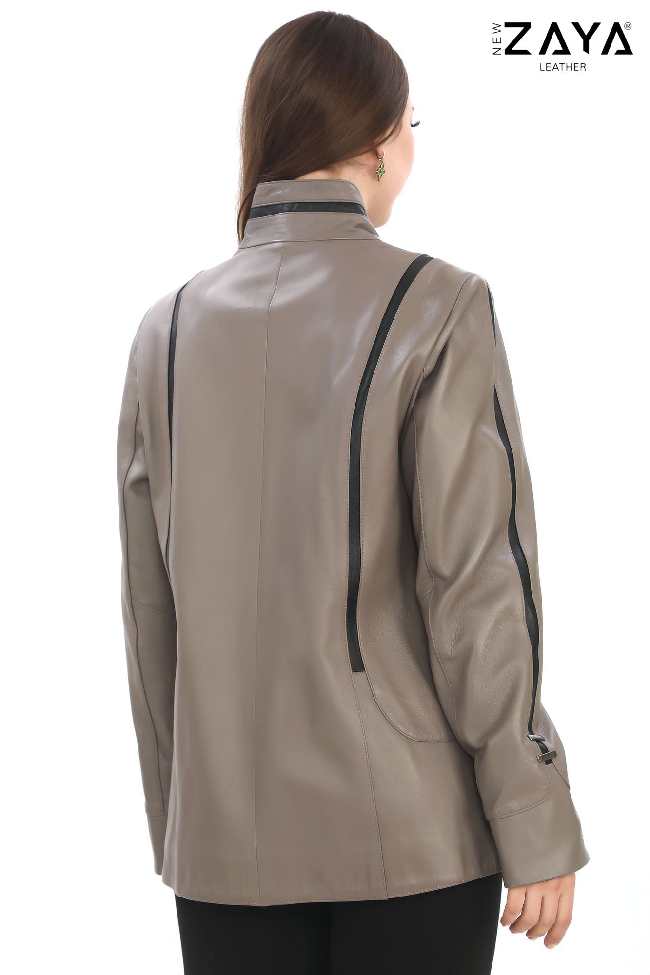 Taylor Taupe Genuine Lambskin Leather Jacket