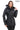 Venza Genuine Lambskin Navy Blue Hooded Leather Jacket with Contrast Asymmetric Stripes