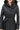 Venza Genuine Lambskin Navy Blue Hooded Leather Jacket with Contrast Asymmetric Stripes