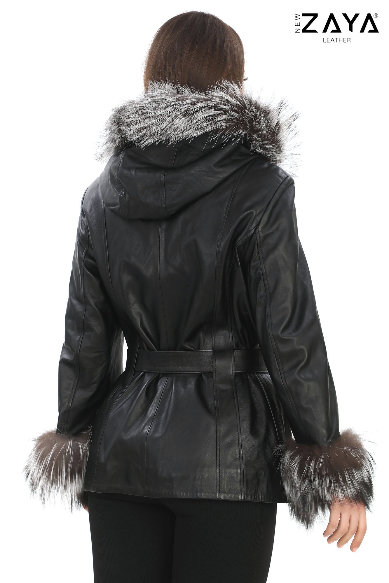 AURELIA SILVER FOX – Hooded Leather Coat