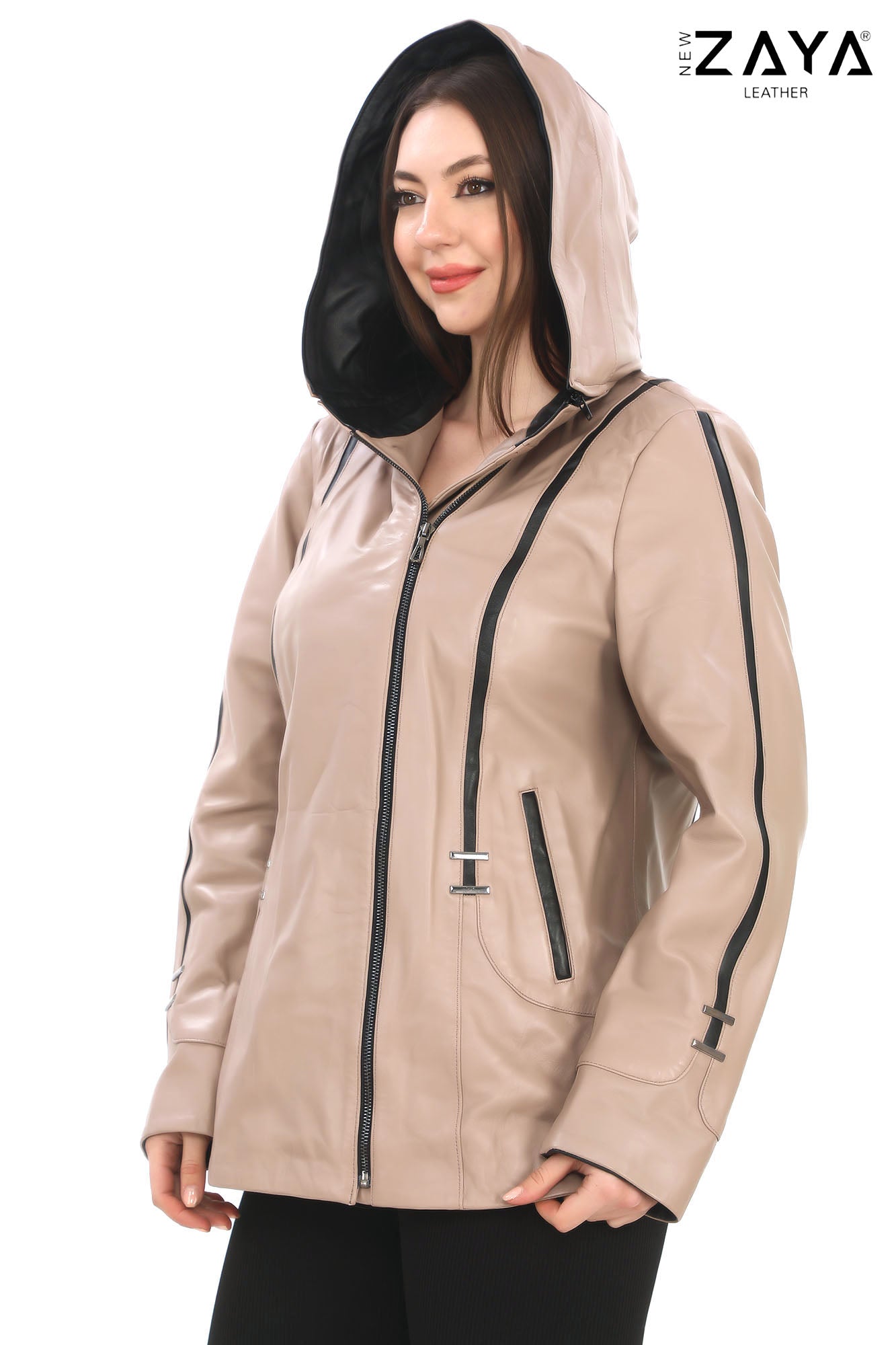 Taylor Beige Genuine Lambskin Leather Jacket