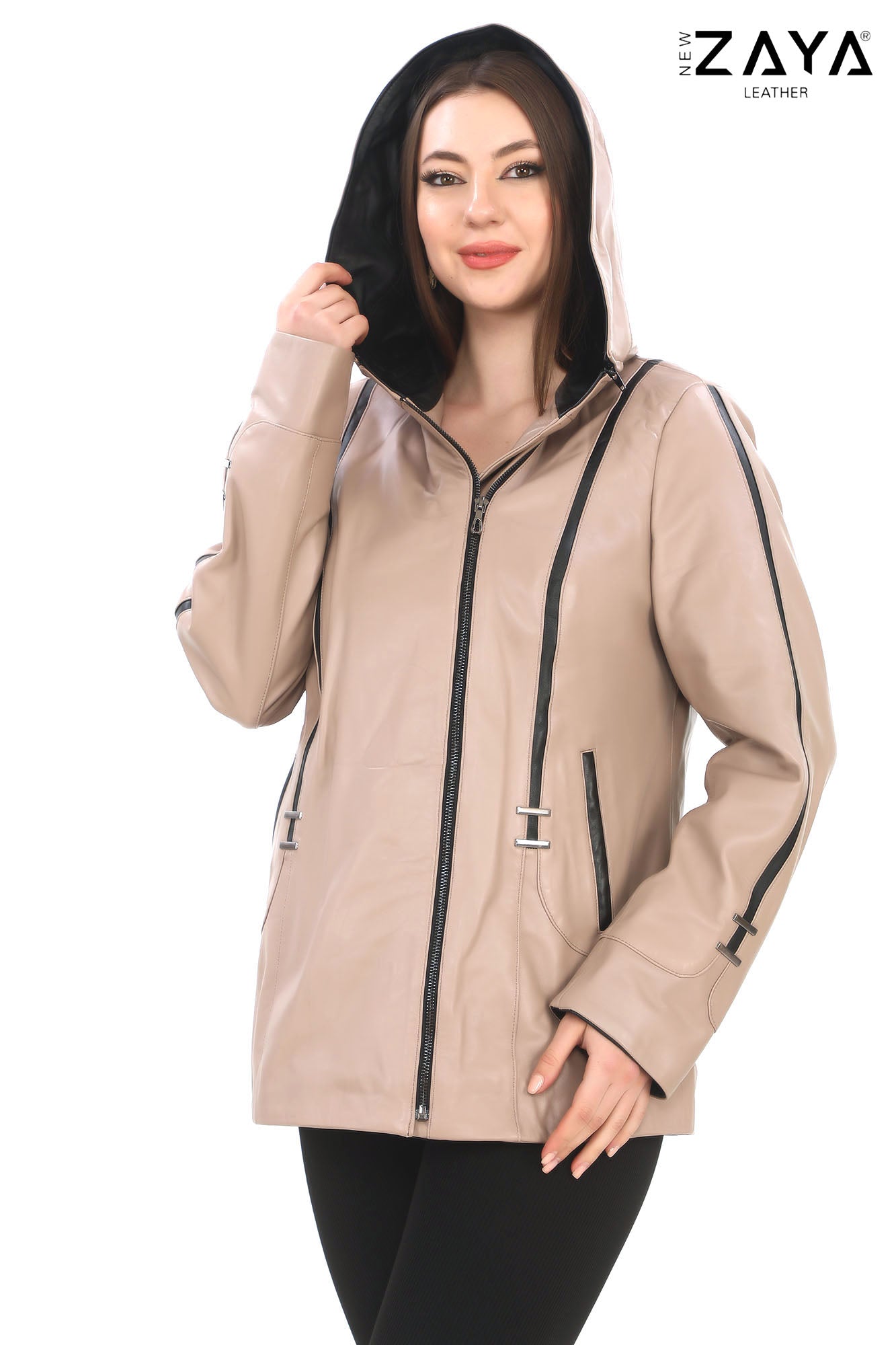 Taylor Beige Genuine Lambskin Leather Jacket