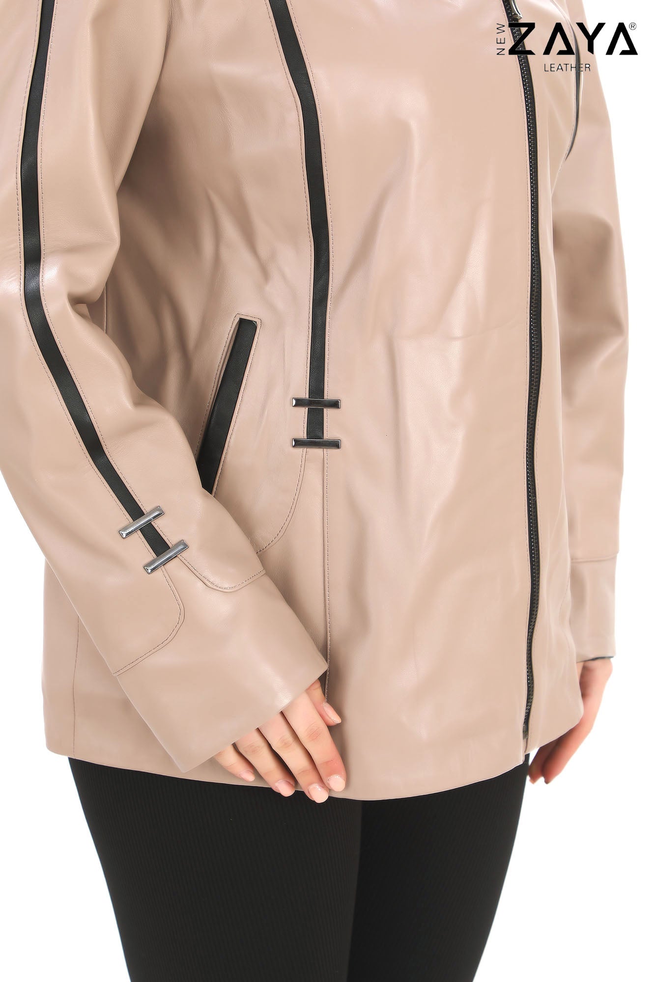 Taylor Beige Genuine Lambskin Leather Jacket