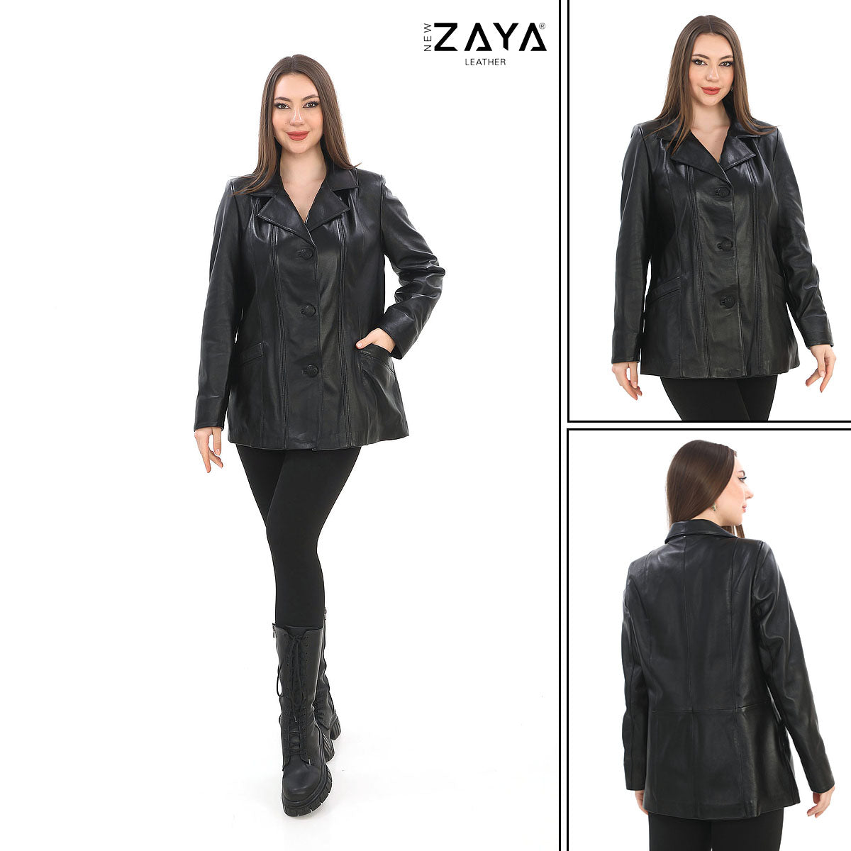 ÉLIANE NOIR – Classic Black Leather Jacket