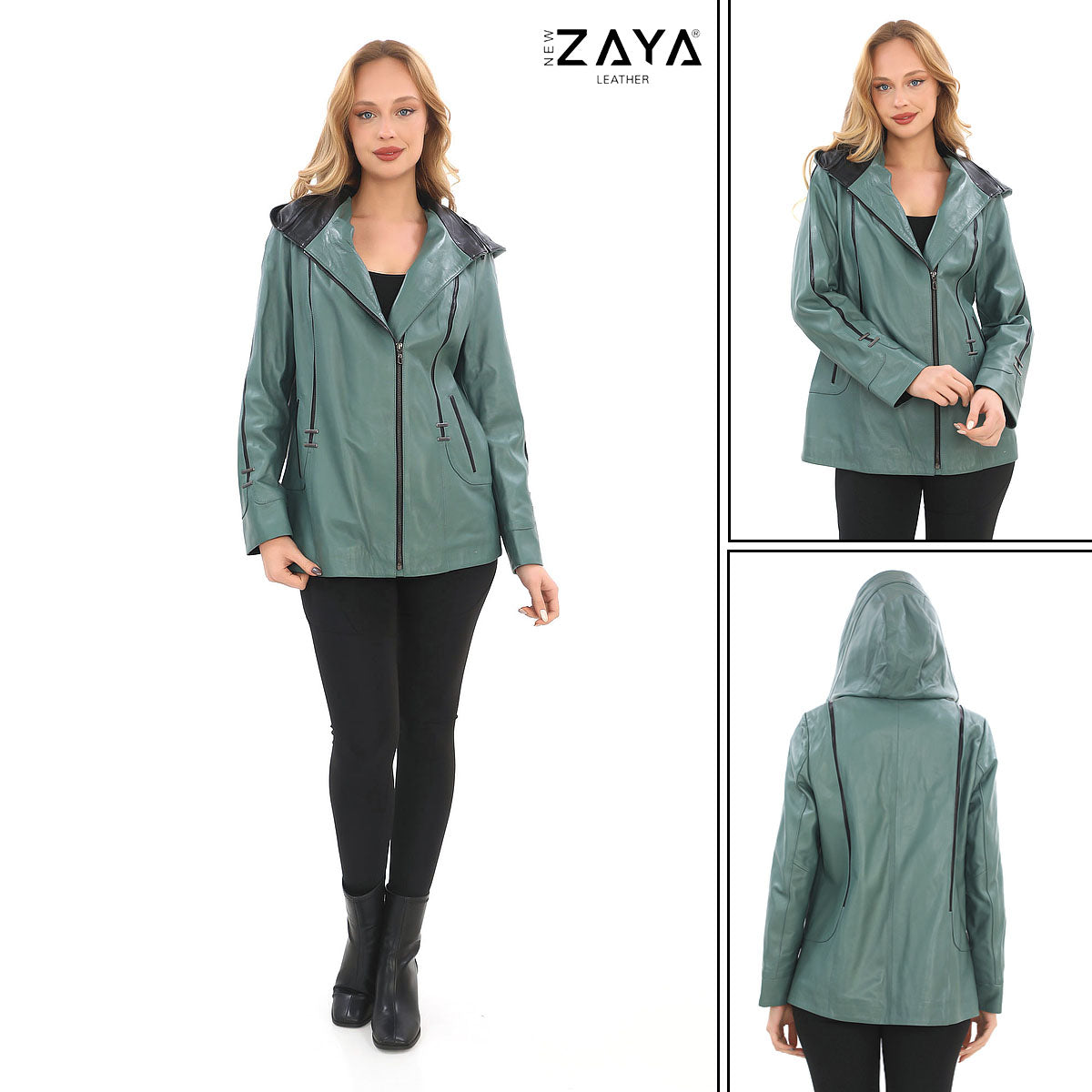 Taylor Mint Green Genuine Lambskin Leather Jacket
