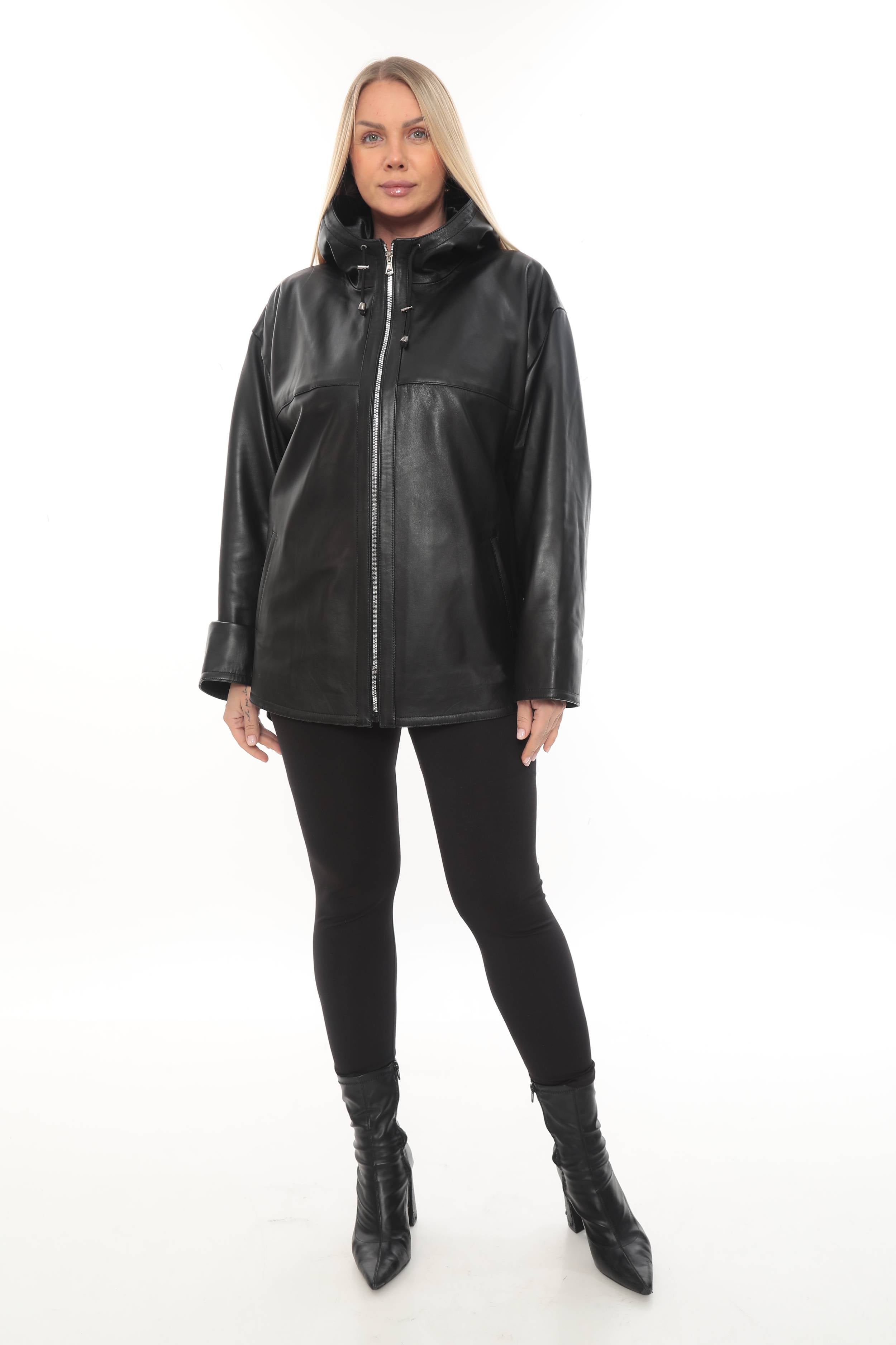 NOVARA NOIR – Oversized Hooded Leather Jacket
